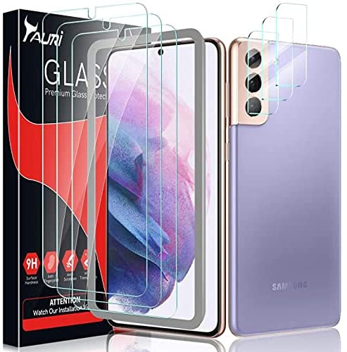 [3+3 Pack] GOX Compatible with Samsung Galaxy S21 Plus 5G 6.7 - inch, 3 Pack Tempered Glass Screen Protector + 3 Pack Camera Lens Protector Easy Installation HD-Clear Bubble Free