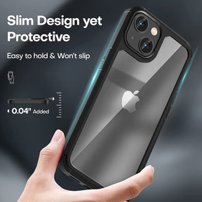 GOX [5 in 1] for iPhone 14 Case, [Not Yellowing] with 2 Tempered Glass Screen Protector + 2 Camera Lens Protector [Military Drop Protection] Shockproof Slim Phone Case for iPhone 14 6.1 Inch-Black