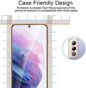 [3+3 Pack] GOX 3 Pack Tempered Glass Screen Protector + 3 Pack Camera Lens Protector Compatible with Samsung Galaxy S21 5G 6.2 - inch Easy Installation HD-Clear Bubble Free