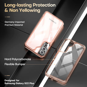 GOX [5 in 1] Shockproof Designed for Samsung Galaxy S22 Plus Case 5G 6.6 Inch, with 2 Pack Tempered Glass Screen Protector + 2 Pack Camera Lens Protector [Military Grade Protection] Slim Cover