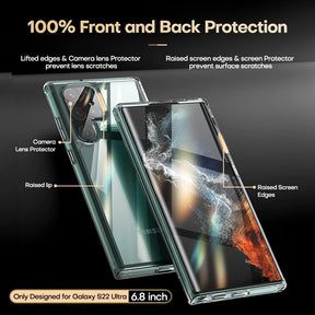 GOX Shockproof Samsung Galaxy S22 Ultra Case, [Military Grade Protection] S22 Ultra Case, Crystal Clear Soft Slim Protective Silicone Cover Designed for Galaxy S22 Ultra 5G Case 6.8"