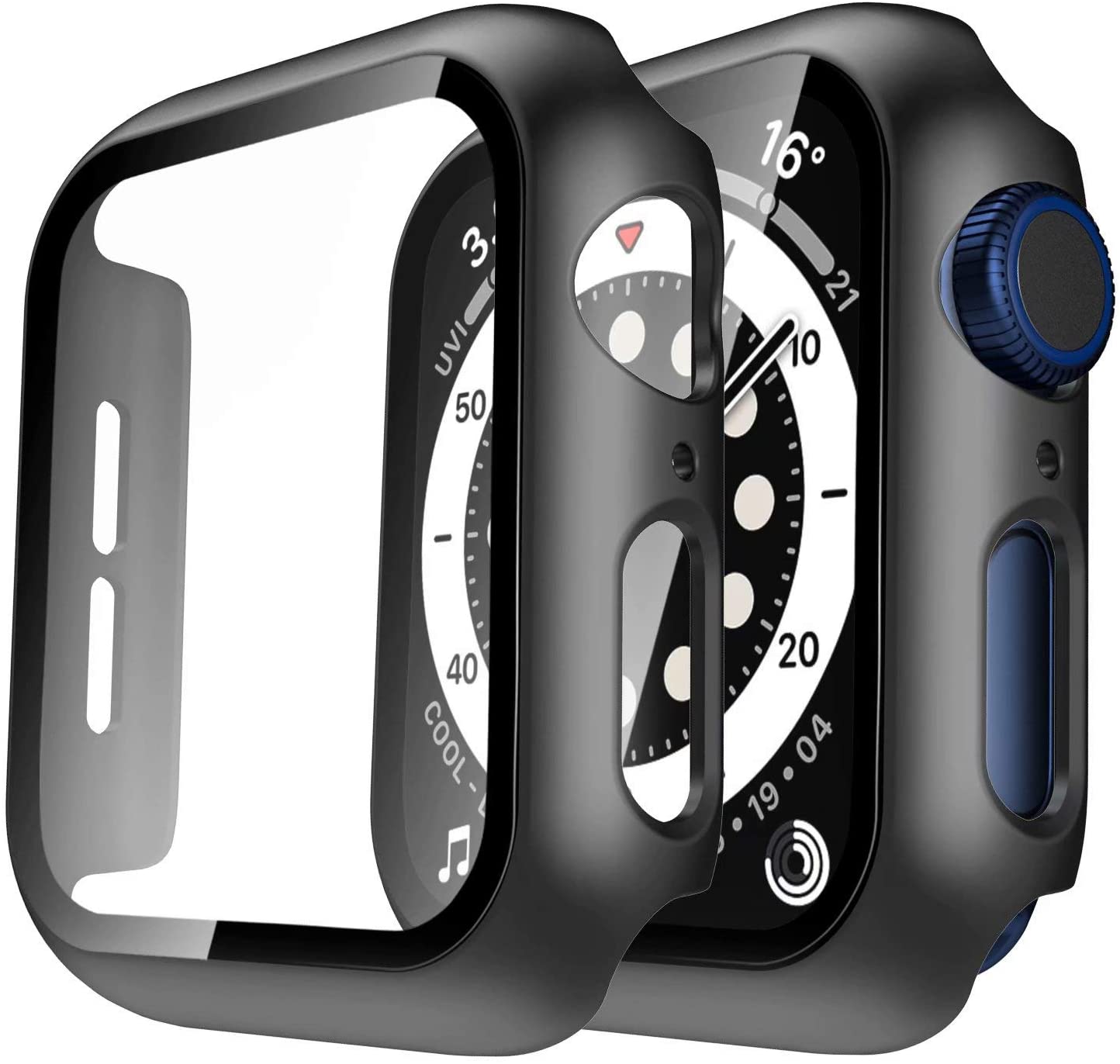 GOX 2 Pack Hard Case Compatible for Apple Watch Series 3 2 1 38mm Built in 9H Tempered Glass Screen Protector Slim Bumper Touch Sensitive Full Protective Cover Compatible for iWatch 38mm