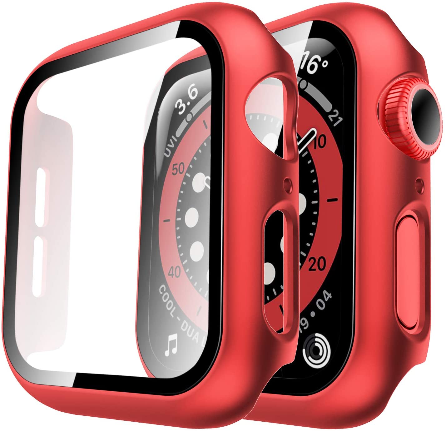 GOX 2 Pack Hard Case Compatible for Apple Watch Series 3 2 1 38mm Built in 9H Tempered Glass Screen Protector Slim Bumper Touch Sensitive Full Protective Cover Compatible for iWatch 38mm