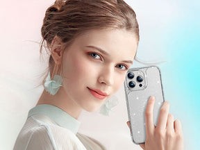 GOX Designed for iPhone 15 Pro Case Glitter, [Not Yellowing] [Military Grade Drop Protection] Bling Sparkle Shockproof Cute Sparkly Phone Case for iPhone 15 Pro, Glitter Clear, 6.1 inch