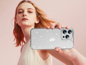 GOX Designed for iPhone 15 Pro Case Glitter, [Not Yellowing] [Military Grade Drop Protection] Bling Sparkle Shockproof Cute Sparkly Phone Case for iPhone 15 Pro, Glitter Clear, 6.1 inch